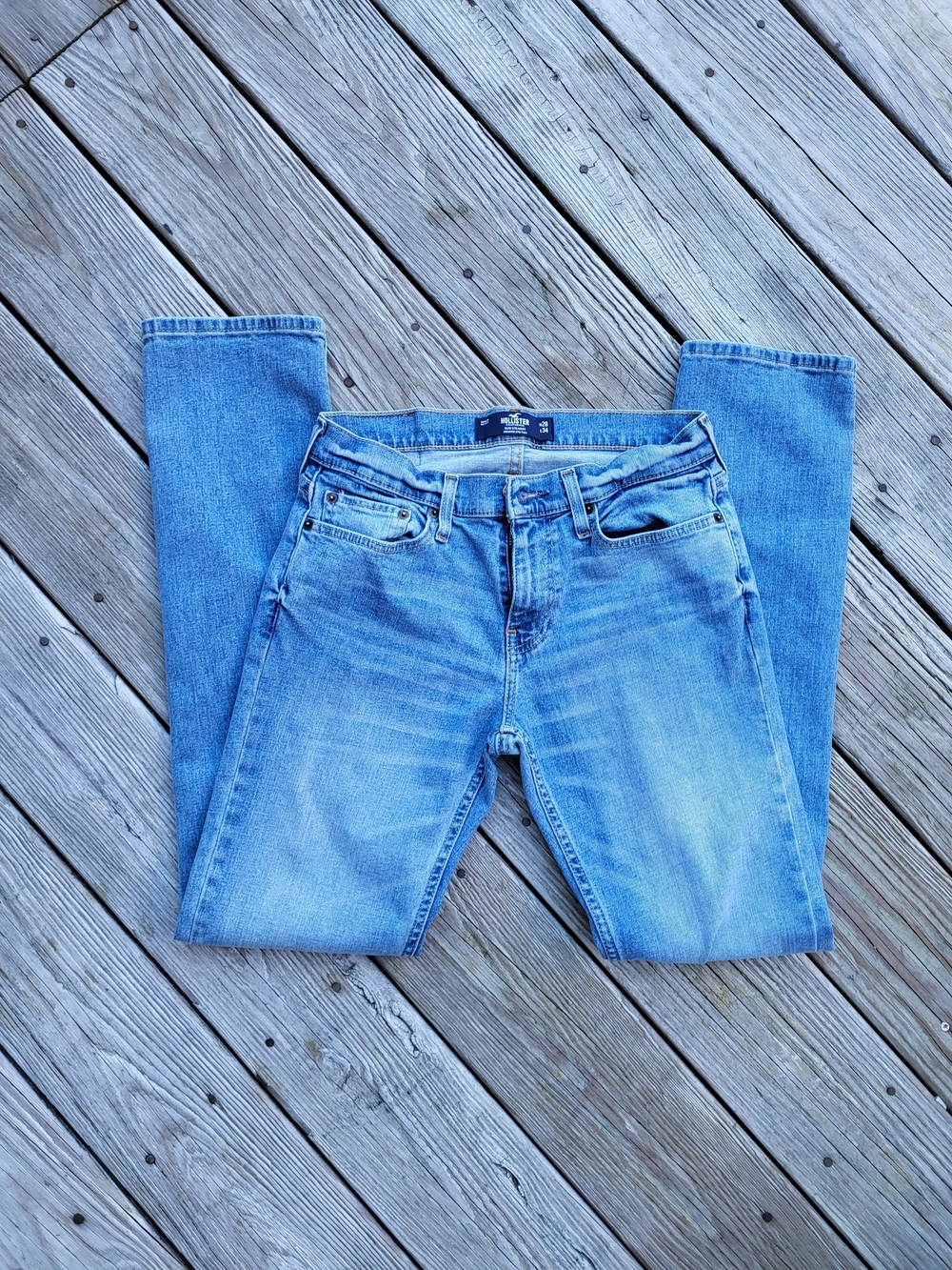 Hollister Light Blue Straight Leg Jeans, Mens, W28xL34